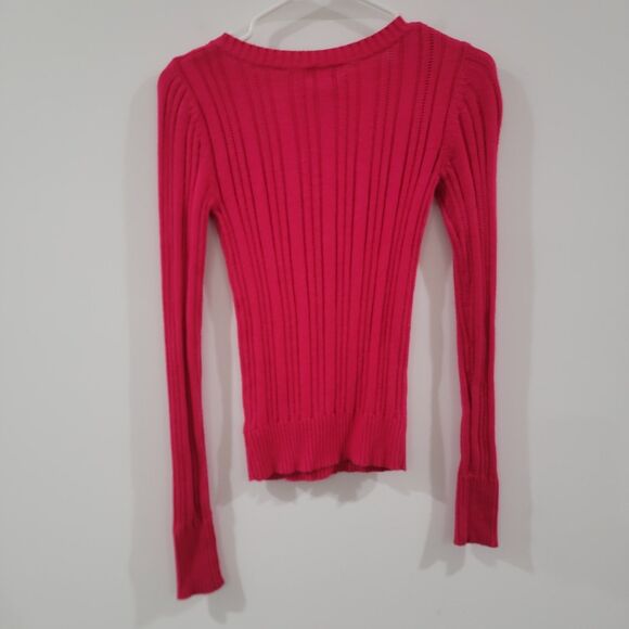 Y2K Arizona Womens Sweater Size Small Cable Knit Hot Pink Mean Girl Retro - Picture 3 of 6